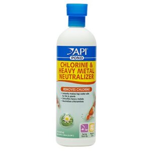 api pond chlorine & heavy metal neutralizer pond water neutralizer 16-ounce bottle, white (141b)