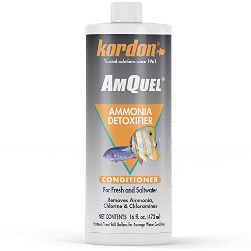 Kordon AMQUEL One-Step Aquarium Water Conditioner - Removes Chlorine & Chloramines Fast, Detoxifies Ammonia, for Freshwater & Saltwater Aquariums, 16-Ounces