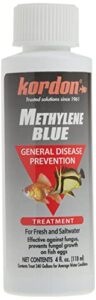kordon methylene blue disease preventative – safe for freshwater & saltwater aquariums, prevents fungal infections & treats parasites, reduces fish stress, 4-ounces