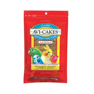 lafeber's classic avi-cakes pet bird food, made with non-gmo and human-grade ingredients, for cockatiels conures parakeets (budgies) lovebirds, 8 oz