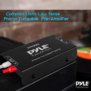 Pyle Phono Turntable Preamp - Mini Electronic Audio Stereo Phonograph Preamplifier with RCA Input, RCA Output & Low Noise Operation Powered by 12 Volt DC Adapter - PP999 , Black