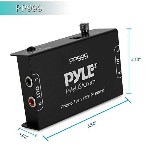 Pyle Phono Turntable Preamp - Mini Electronic Audio Stereo Phonograph Preamplifier with RCA Input, RCA Output & Low Noise Operation Powered by 12 Volt DC Adapter - PP999 , Black