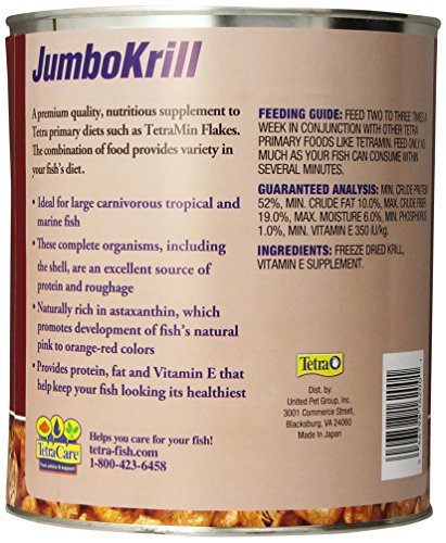 Tetra JumboKrill Freeze-Dried Jumbo Shrimp 14 Ounces, Natural Shrimp Treat For aquarium Fish, red (16200)