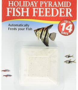 API VACATION PYRAMID FISH FEEDER 14-Day 1.2-Ounce Automatic Fish Feeder, Whites & Tans