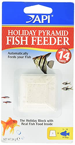 API VACATION PYRAMID FISH FEEDER 14-Day 1.2-Ounce Automatic Fish Feeder, Whites & Tans