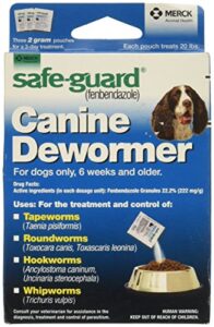 safe-guard (fenbendazole) canine dewormer for dogs, 2gm pouch (ea. pouch treats 20lbs.), blue, 0.07 ounce (pack of 3) (033576/001-033576)