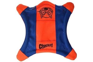 chuckit! flying squirrel spinning dog toy, large (orange/blue), multi colored, for medium breeds