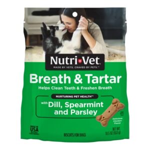 nutri-vet breath & tartar biscuits for dogs - supports healthy gums and clean teeth - delicious chicken flavor - 19.5 oz