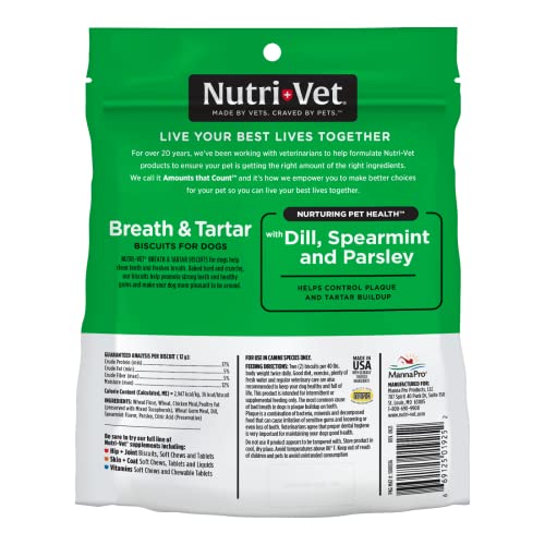 Nutri-Vet Breath & Tartar Biscuits for Dogs - Supports Healthy Gums and Clean Teeth - Delicious Chicken Flavor - 19.5 oz