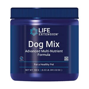 life extension dog mix - daily nutrition care supplement powder for your canine pet - advanced formula with vitamins, probiotics & essential fatty acids - gluten-free, non-gmo – 100 g, 60 servings
