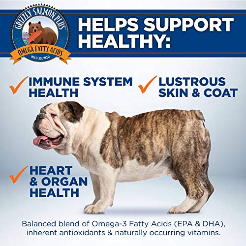 Grizzly Wild Alaskan Salmon Oil Dog Food Supplement Omega 3 Fatty Acids, 16 oz