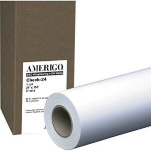 pm company perfection amerigo/check 24 wide format ink jet rolls, 24 inches x 150 feet, white, 1/carton (45151)