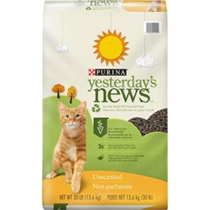 purina yesterday's news non clumping paper cat litter, unscented low tracking cat litter - 30 lb. bag