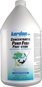 kordon concentrated pond fish protector – essential vitamins & supplements to boost koi immunity, replaces slime coat, soothes damaged scales & bruises, minimizes infections, 1-gallon