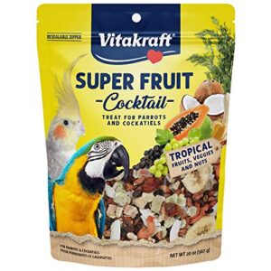 vitakraft fresh super fruit cocktail - tropical parrot fruit blend - parrot and parakeet treats browns 1.25 pound (pack of 1)