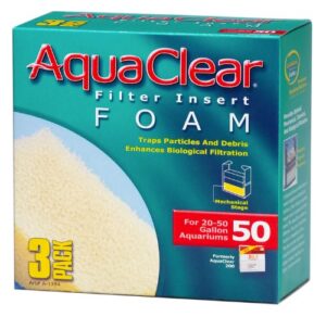 aquaclear 50 foam filter inserts, aquarium filter replacement media, 3-pack, a1394