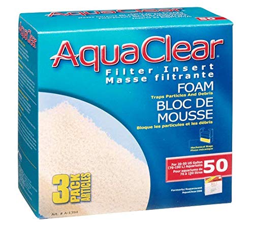 AquaClear 50 Foam Filter Inserts, Aquarium Filter Replacement Media, 3-Pack, A1394