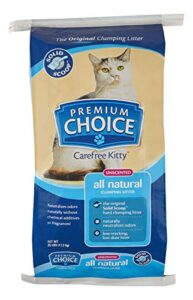 premium choice carefree kitty unscented all-natural clumping cat litter - 25lb bag (packaging may vary)
