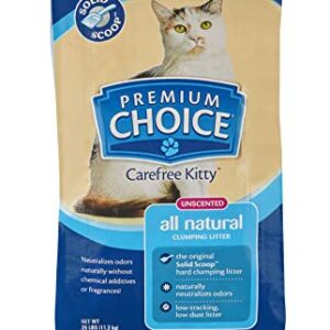 Premium Choice Carefree Kitty Unscented All-Natural Clumping Cat Litter - 25lb Bag (Packaging May Vary)