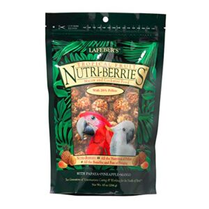 lafeber's tropical fruit nutri-berries pet bird food, made with non-gmo and human-grade ingredients, for macaws and cockatoos, 10 oz