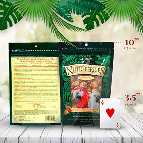 LAFEBER'S Tropical Fruit Nutri-Berries Pet Bird Food, Made with Non-GMO and Human-Grade Ingredients, for Macaws and Cockatoos, 10 oz