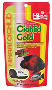 hikari cichlid gold floating pellets fish food, mini pellets, 2 oz. (57g)