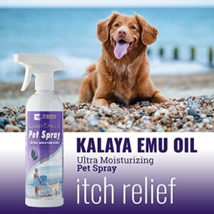 KENIC Kalaya Emu Oil Pet Conditioning & Detangling Spray for Dogs & Cats, Natural Leave-in Conditioner - Provides Shine to Fur, Moisturizes Skin, Protects & Soothes Flea Bites & Grass Allergies, Cruelty Free, Made in USA