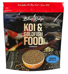 blue ridge fish food pellets [5lb] koi and goldfish growth formula, mini floating pellet, balanced diet