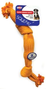ethical pets super squeak rope dog toy with 2-squeaker, 14-inch