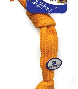 Ethical Pets Super Squeak Rope Dog Toy with 2-Squeaker, 14-Inch
