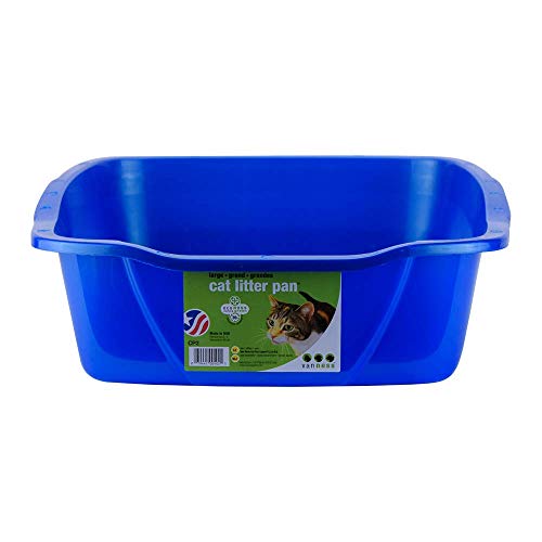 Van Ness Pets Medium Open Cat Litter Box, Space-Saving Pan Size, Blue, CP2 Blue Large