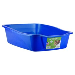 Van Ness Pets Medium Open Cat Litter Box, Space-Saving Pan Size, Blue, CP2 Blue Large