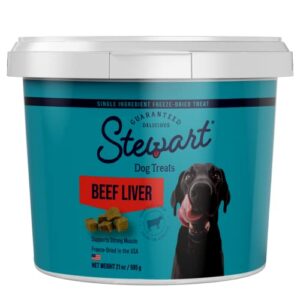 stewart freeze dried dog treats, beef liver, grain free & gluten free, 21 ounce resealable tub, single ingredient, dog training treats