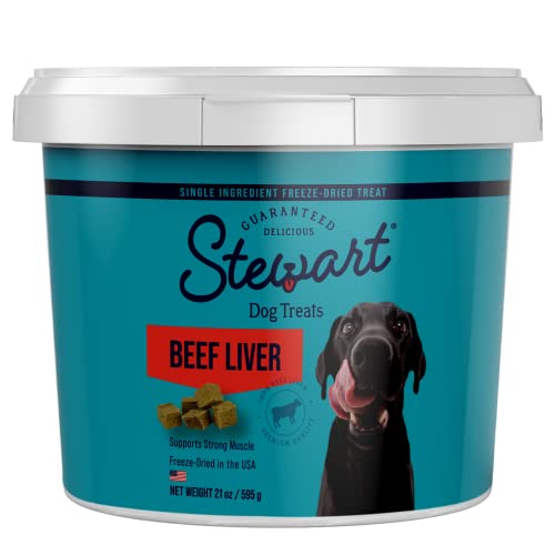 Stewart Freeze Dried Dog Treats, Beef Liver, Grain Free & Gluten Free, 21 Ounce Resealable Tub, Single Ingredient, Dog Training Treats