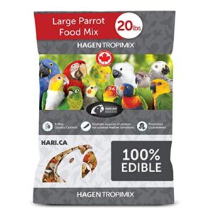 tropimix bird food, large parrot food with seeds, fruit, nuts, vegetables, grains, and legumes, enrichment food, 20 lb bag