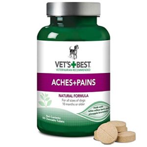 vet’s best aches + pains dog supplement - vet formulated for dog occasional discomfort and hip and joint support - 50 chewable tablets