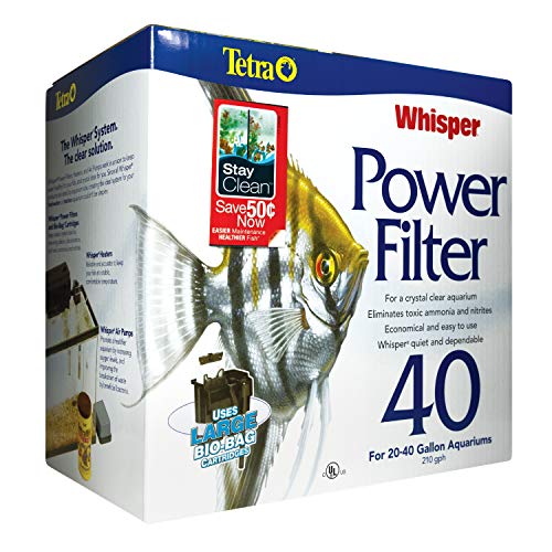 Tetra Whisper Power Filter for Aquariums, 3 Filters in 1, Up to 40-Gallons