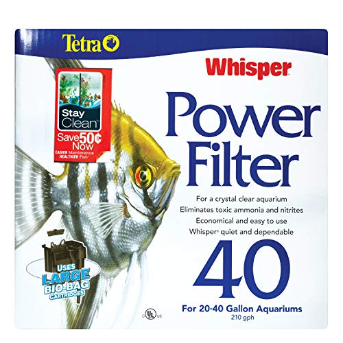 Tetra Whisper Power Filter for Aquariums, 3 Filters in 1, Up to 40-Gallons