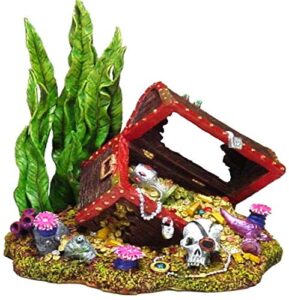 exotic environments sunken treasure chest aquarium ornament, small, 5-1/2-inch by 4-inch by 5-1/4-inch