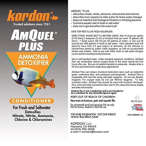 KORDON #33444 AmQuel Plus for Aquarium, 4-Ounce