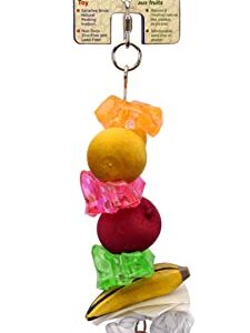 Penn-Plax Bird-Life Fruit Kabob Bird Toy with Bell – Various Textures, Materials, and Colors – Great for African Greys, Medium Birds, and Small Parrots – Large