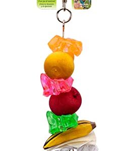 Penn-Plax Bird-Life Fruit Kabob Bird Toy with Bell – Various Textures, Materials, and Colors – Great for African Greys, Medium Birds, and Small Parrots – Large