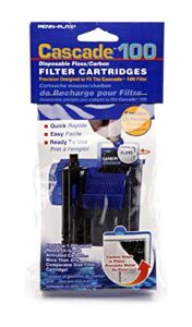 penn-plax cascade 100 hang-on filter replacement media cartridge – disposable poly fiber floss and activated carbon – 3 pack