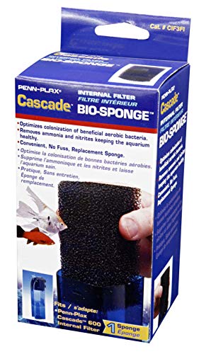 Penn-Plax Cascade 600 Filter Replacement Bio-Sponge (1 Sponge) – Provides Physical and Biological Filtration for Freshwater and Saltwater Aquariums