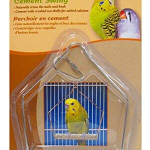 PENN-PLAX Bird-Life Trimmer Plus Cement Bird Swing – Naturally Trims Nails & Beak – Assorted Colors – 4” Wide