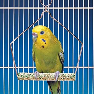 PENN-PLAX Bird-Life Trimmer Plus Cement Bird Swing – Naturally Trims Nails & Beak – Assorted Colors – 4” Wide