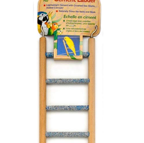 Penn-Plax Small Step Wood and Cement Bird Ladder, 7-Inch, Multicolor (BA242)