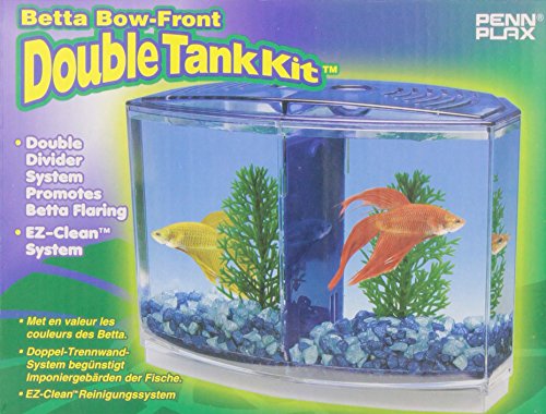 Penn Plax Twin Beta Bow-Front Kit for Aquarium Blue, Green, Tank is 7.5" Across The Front, 6" Across The Back