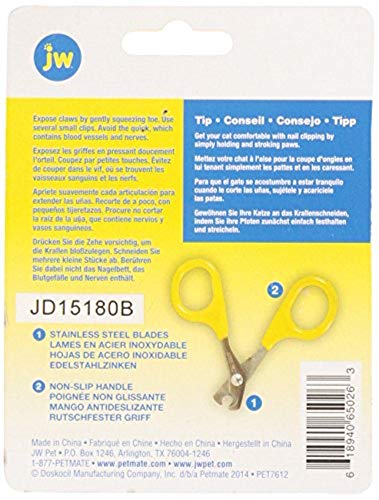 JW Pet Company GripSoft Cat Nail Clippers Non-Slip Handle One Size Fits All,Multi,65026