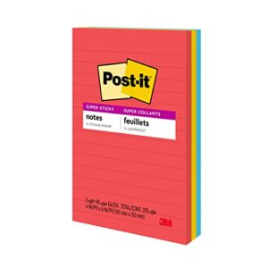 Post-it Super Sticky Notes, Assorted Sizes, 13 Pads, 2x the Sticking Power, Playful Primaries, Primary Colors (Red, Yellow, Green, Blue, Purple), Recyclable (4623-13SSAU)